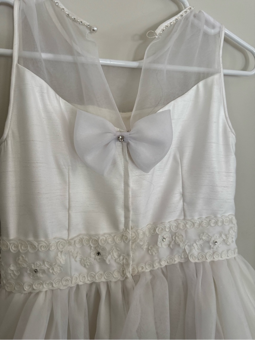 Elaina do Vale Couture Ivory Girls' Tulle Dress with Embellished Waist - size 10 - Picture 4 of 9